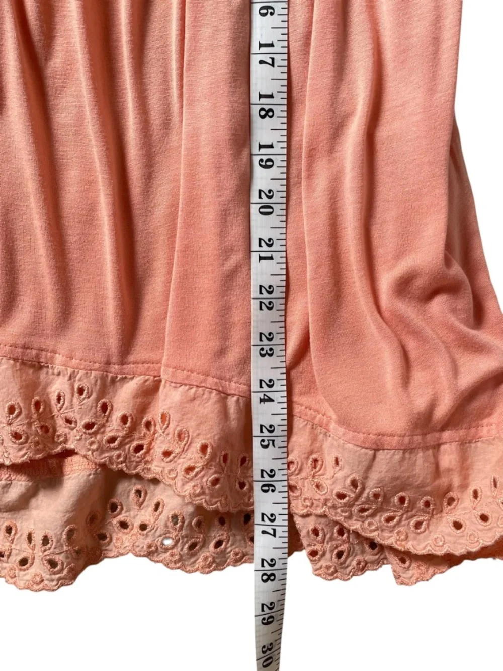 Free People Sea of Love Peach Eyelet Bell Sleeve Top